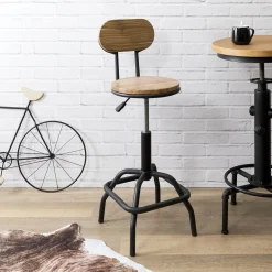 La Chaise Longue Mobilier-CHAISE DE BAR REGLABLE BOIS BRUT ACE