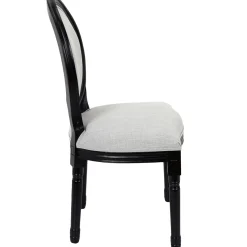 La Chaise Longue Mobilier-CHAISE ELEONOR NOIR TISSU GRIS - Lot de 2