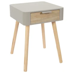 La Chaise Longue Mobilier-CHEVET 1 TIROIR EN BOIS TAUPE