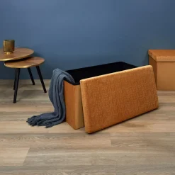 La Chaise Longue Mobilier-COFFRE BANC PLIABLE RETRO MOUTARDE