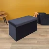 La Chaise Longue Mobilier-COFFRE BANC PLIABLE RETRO BLEU NUIT
