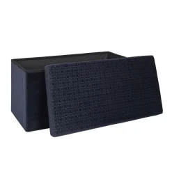 La Chaise Longue Mobilier-COFFRE BANC PLIABLE RETRO BLEU NUIT