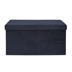 La Chaise Longue Mobilier-COFFRE BANC PLIABLE RETRO BLEU NUIT