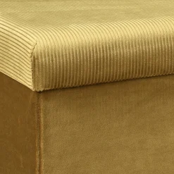 La Chaise Longue Mobilier-COFFRE BANC PLIABLE VELOURS COTELE GIULIA JAUNE
