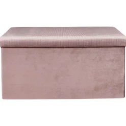 La Chaise Longue Mobilier-COFFRE BANC PLIABLE VELOURS COTELE GIULIA ROSE