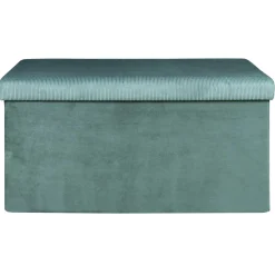 La Chaise Longue Mobilier-COFFRE BANC PLIABLE VELOURS COTELE GIULIA BLEU