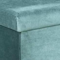 La Chaise Longue Mobilier-COFFRE BANC PLIABLE VELOURS COTELE GIULIA BLEU
