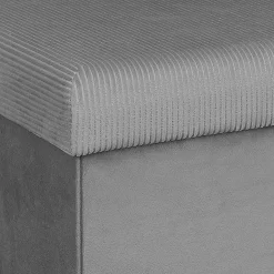 La Chaise Longue Mobilier-COFFRE POUF PLIABLE VELOURS COTELE GIULIA GRIS