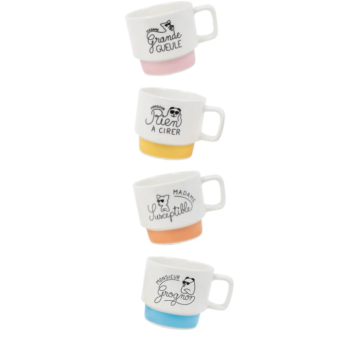 La Chaise Longue Thé & Café-COFFRET 4 TASSES EMPILABLES