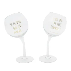 La Chaise Longue Vin & Champagne|Boissons & Cocktails-COFFRET 2 VERRES PENCHES DORES
