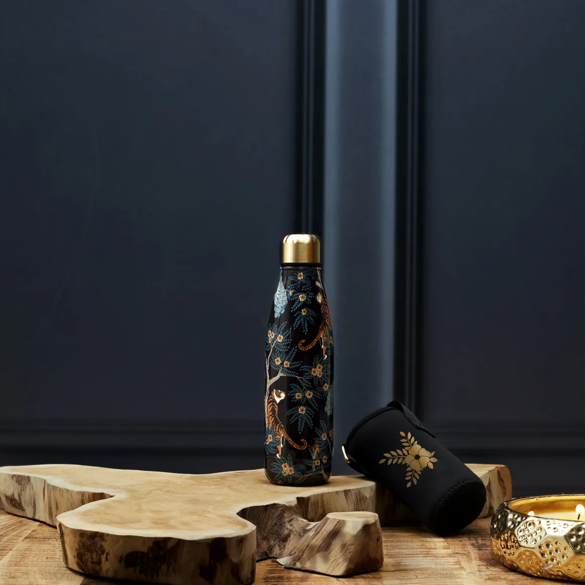 La Chaise Longue Thé & Café-COFFRET BOUTEILLE ISOTHERME TIGRE AVEC POCHETTE