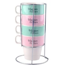 La Chaise Longue Thé & Café-COFFRET DE 4 TASSES A CAFE AVEC SUPPORT