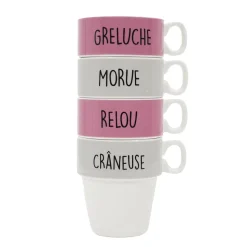 La Chaise Longue Thé & Café-COFFRET DE 4 TASSES A CAFE GRELUCHE MORUE