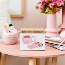 La Chaise Longue Thé & Café-COFFRET MUG ET CHAUSSETTE CHAT