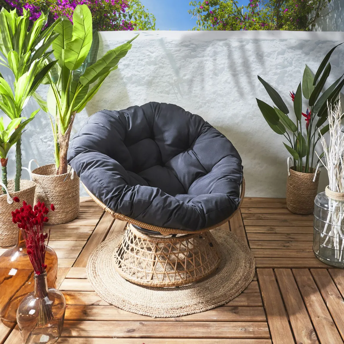 La Chaise Longue Mobilier-FAUTEUIL CANCUN COUSSIN NOIR