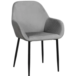 La Chaise Longue Mobilier-FAUTEUIL GIULIA GRIS FONCE VELOURS COTELE - Lot de 2