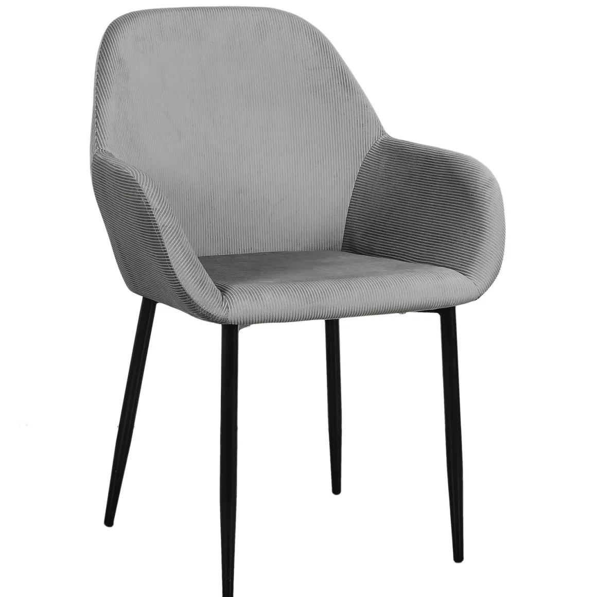 La Chaise Longue Mobilier-FAUTEUIL GIULIA GRIS FONCE VELOURS COTELE - Lot de 2