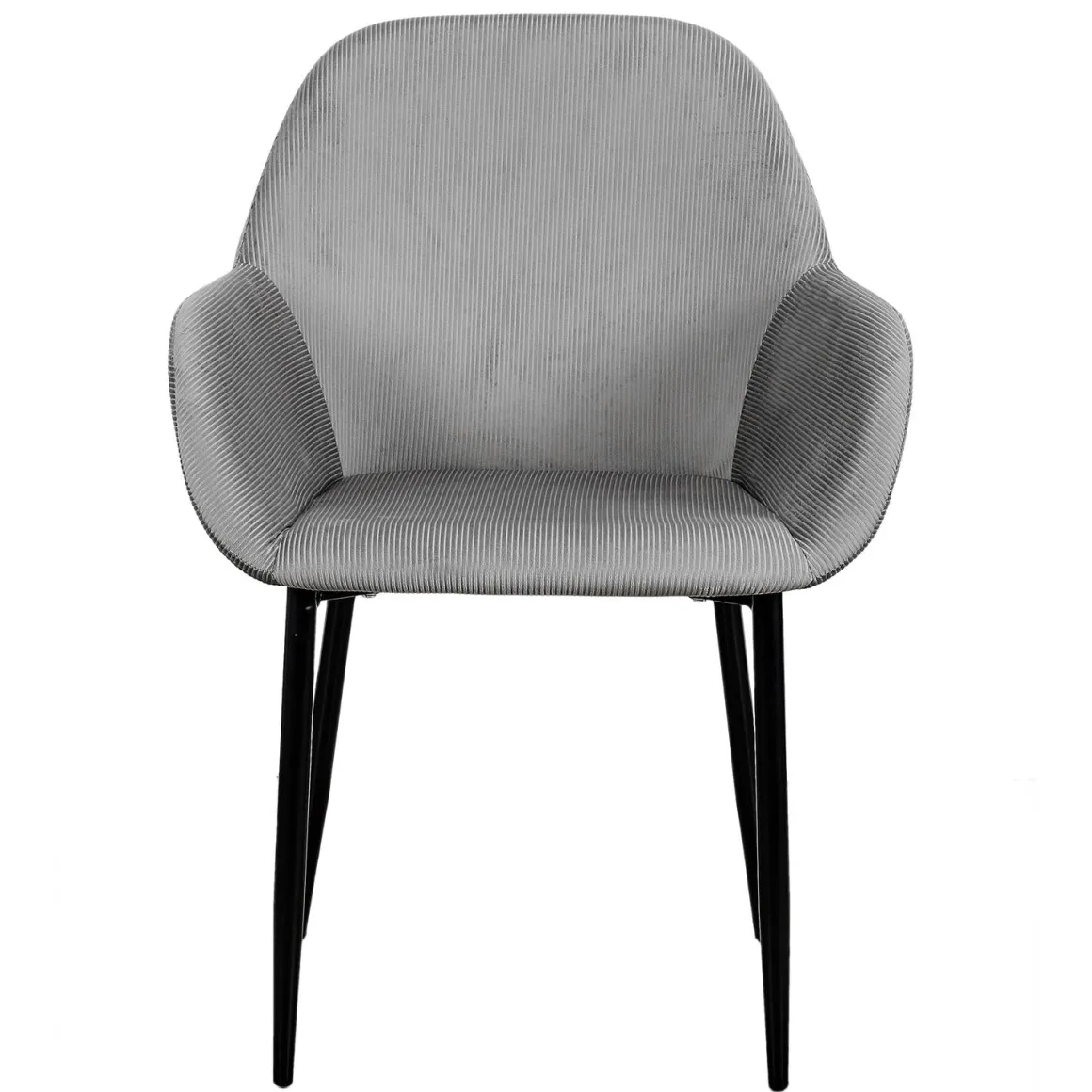 La Chaise Longue Mobilier-FAUTEUIL GIULIA GRIS FONCE VELOURS COTELE - Lot de 2