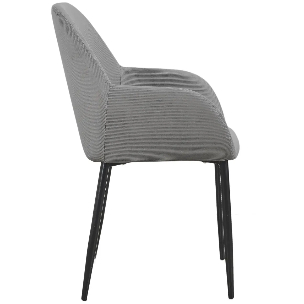 La Chaise Longue Mobilier-FAUTEUIL GIULIA GRIS FONCE VELOURS COTELE - Lot de 2