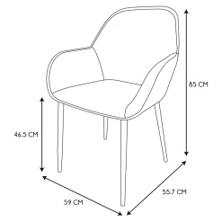 La Chaise Longue Mobilier-FAUTEUIL GIULIA GRIS FONCE VELOURS COTELE - Lot de 2