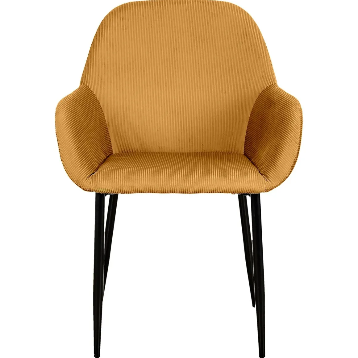La Chaise Longue Mobilier-FAUTEUIL GIULIA JAUNE MOUTARDE VELOURS COTELE - Lot de 2