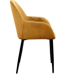 La Chaise Longue Mobilier-FAUTEUIL GIULIA JAUNE MOUTARDE VELOURS COTELE - Lot de 2