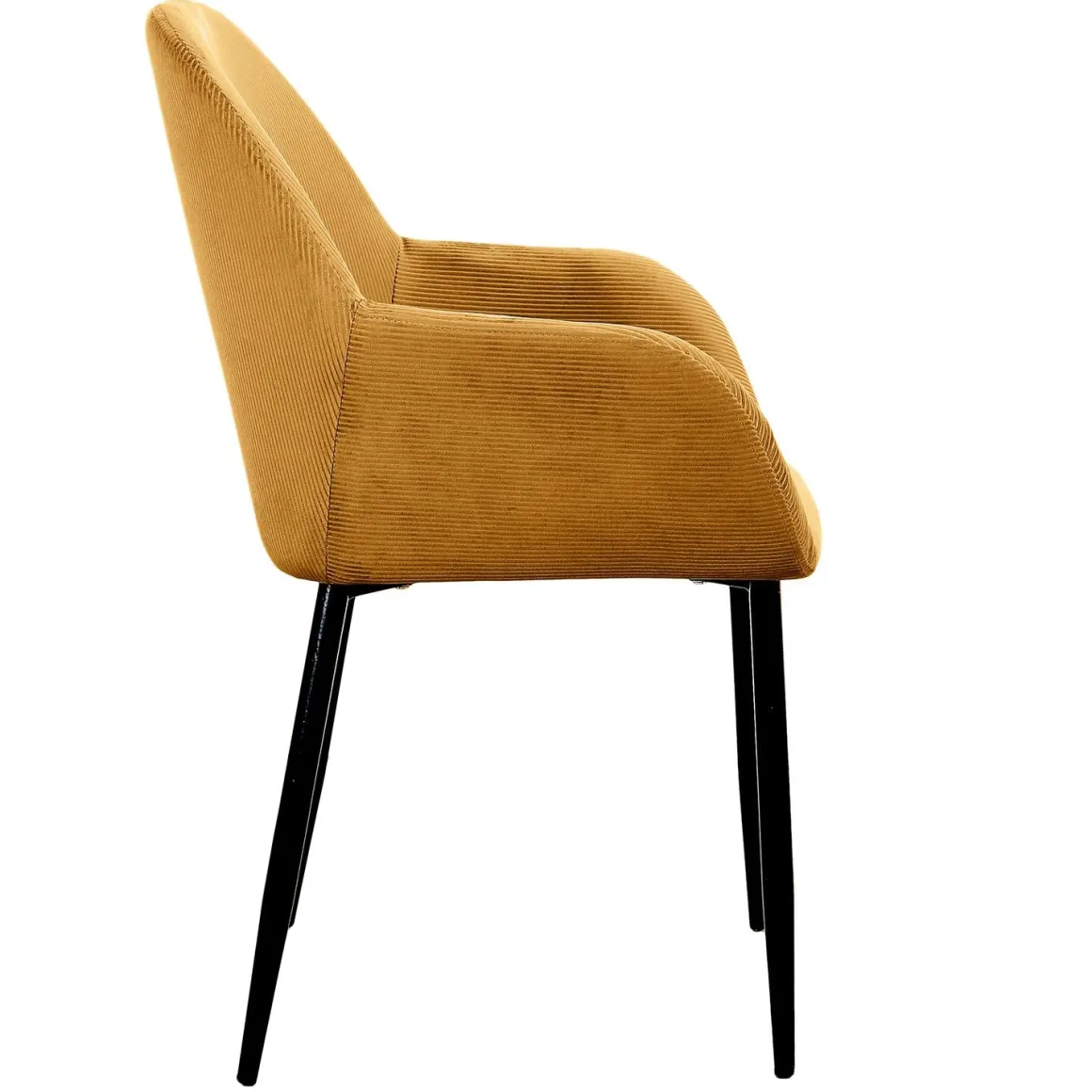 La Chaise Longue Mobilier-FAUTEUIL GIULIA JAUNE MOUTARDE VELOURS COTELE - Lot de 2