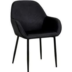 La Chaise Longue Mobilier-FAUTEUIL GIULIA NOIR VELOURS COTELE - Lot de 2
