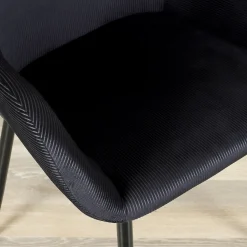 La Chaise Longue Mobilier-FAUTEUIL GIULIA NOIR VELOURS COTELE - Lot de 2