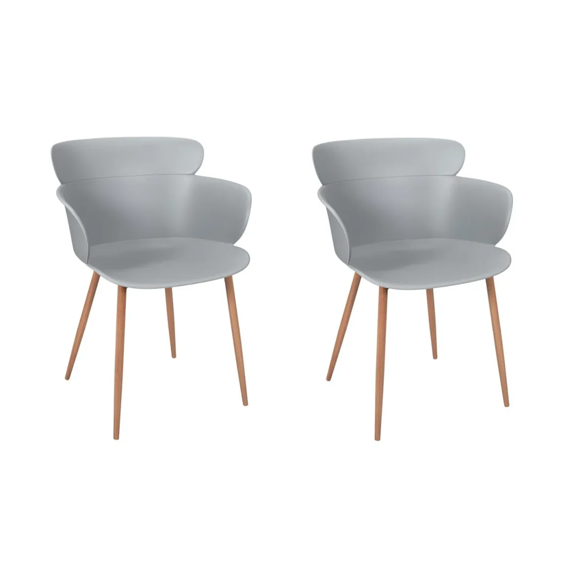 La Chaise Longue Mobilier-FAUTEUIL LORENS GRIS - Lot de 2