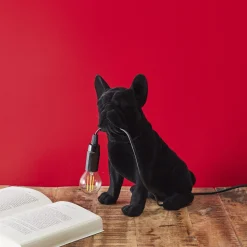 La Chaise Longue Déco-LAMPE BOULEDOGUE BLACK VELVET