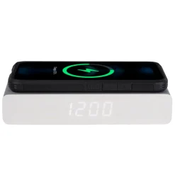 La Chaise Longue Horloge & Réveil-REVEIL CHARGEUR BOIS GRIS