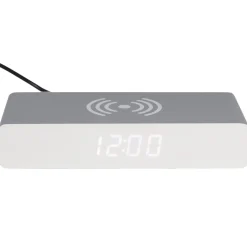 La Chaise Longue Horloge & Réveil-REVEIL CHARGEUR BOIS GRIS