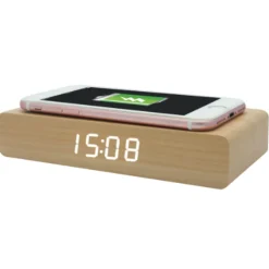 La Chaise Longue Horloge & Réveil-REVEIL CHARGEUR BOIS NATUREL