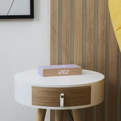 La Chaise Longue Horloge & Réveil-REVEIL CHARGEUR BOIS VIOLET