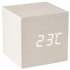 La Chaise Longue Horloge & Réveil-REVEIL LED BOIS BLANC