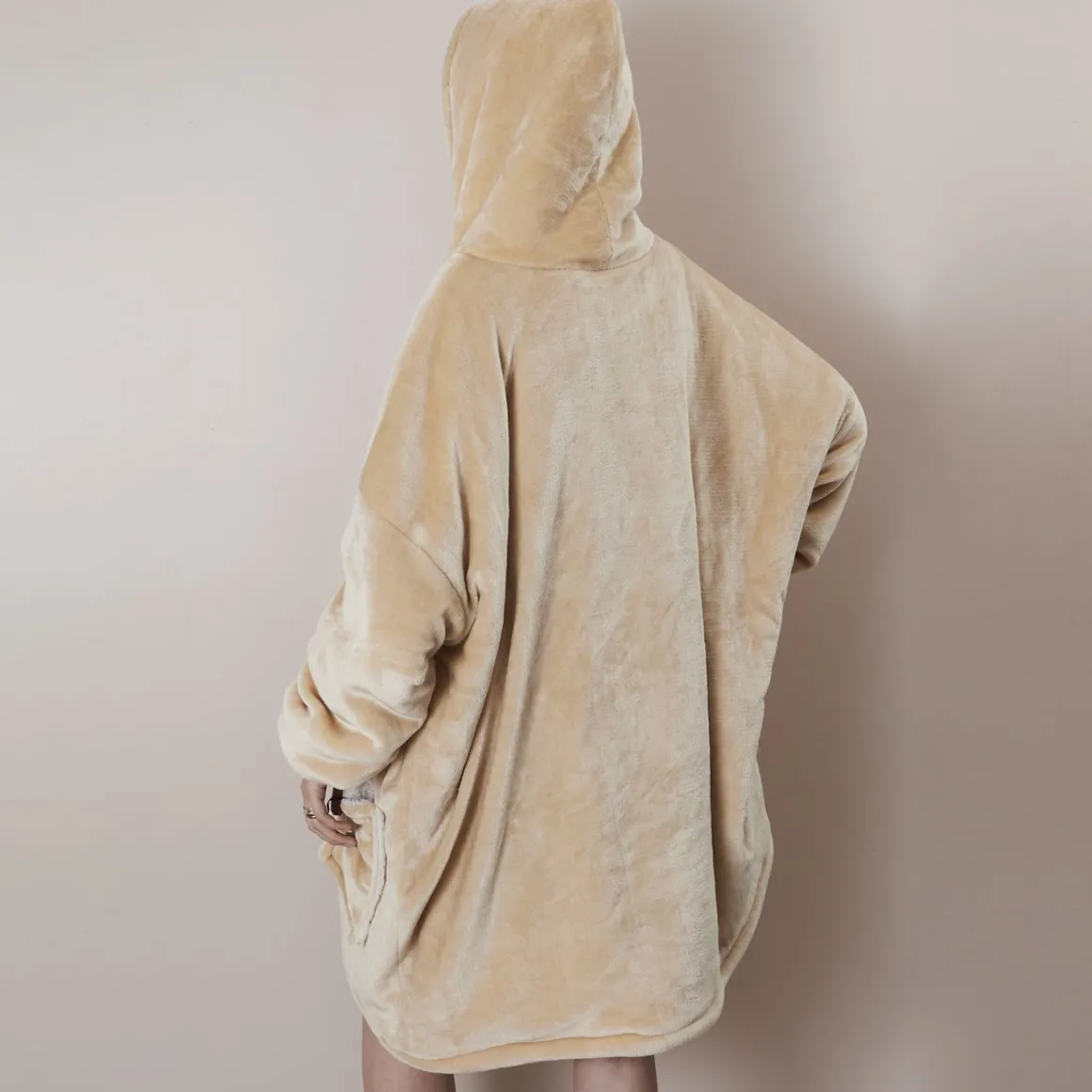 La Chaise Longue Cocoon-SWEAT PLAID CHAUFFANT CAMEL