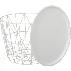 La Chaise Longue Mobilier-TABLE FILAIRE METAL BLANC DIAMETRE 50CM