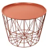 La Chaise Longue Mobilier-TABLE FILAIRE METAL TERRACOTTA DIAMETRE 50CM