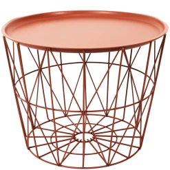 La Chaise Longue Mobilier-TABLE FILAIRE METAL TERRACOTTA DIAMETRE 50CM