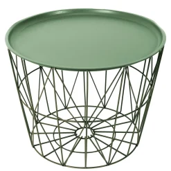 La Chaise Longue Mobilier-TABLE FILAIRE METAL VERT DIAMETRE 50CM