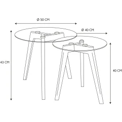La Chaise Longue Mobilier-TABLE GIGOGNE EN VERRE TREMPE PLATEAU ROND X2