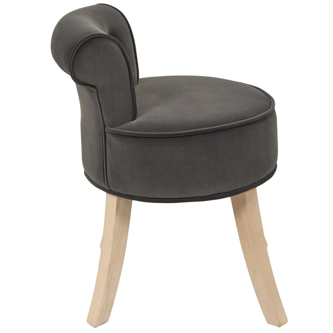 La Chaise Longue Mobilier-TABOURET ELEONOR VELOURS GRIS