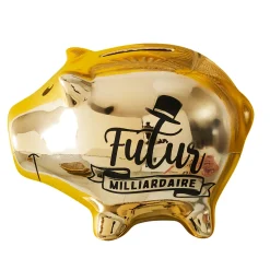 La Chaise Longue Déco-TIRELIRE COCHON MILLIARDAIRE GOLD