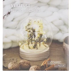 La Chaise Longue Déco Lumineuse|Déco-VEILLEUSE RONDE FLEURS SECHEES