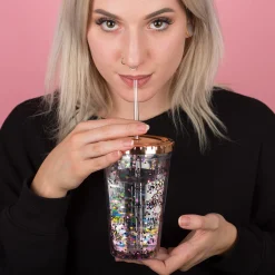 La Chaise Longue Boissons & Cocktails-VERRE A PAILLETTES AVEC PAILLE