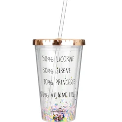 La Chaise Longue Boissons & Cocktails-VERRE A PAILLETTES AVEC PAILLE