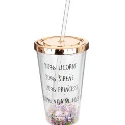 La Chaise Longue Boissons & Cocktails-VERRE A PAILLETTES AVEC PAILLE