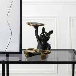 La Chaise Longue Déco-VIDE POCHES BOULEDOGUE 2 PLATEAUX NOIR