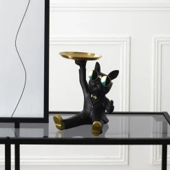 La Chaise Longue Déco-VIDE POCHES BOULEDOGUE 2 PLATEAUX NOIR